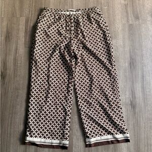 Abercrombie & Fitch Brown and Cream Patterned Wide-Leg Pants